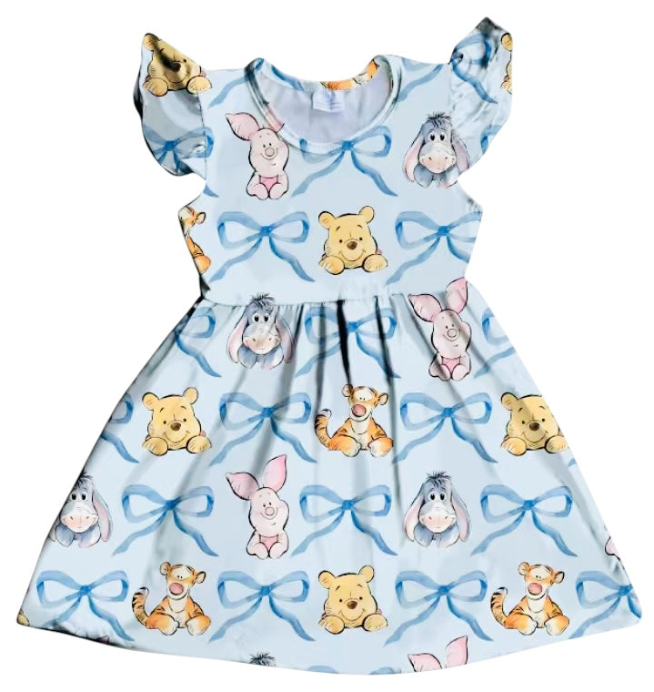 HCK EXCLUSIVE- Coquette Pooh Flutter Sleeve Dress 6X-Large-14/16 HCK EXCLUSIVE- Coquette Pooh Flutter Sleeve Dress 6X-Large-14/16