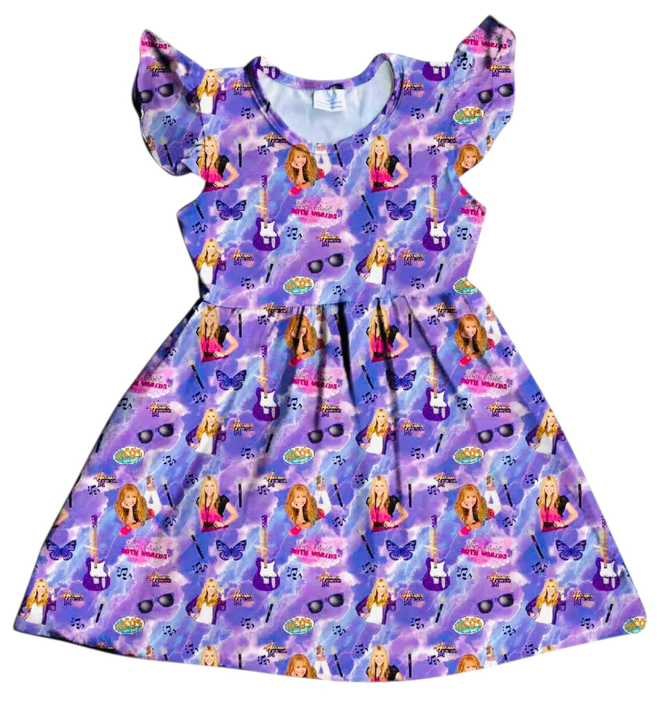 hannah montana purple dress HCK EXCLUSIVE- Purple Hannah Montana Flutter Sleeve Dress- MISPRINT 4X-Large- 8/9