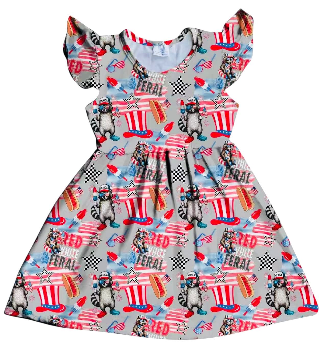HCK EXCLUSIVE- Red, White & Feral Flutter Sleeve Dress – Hill Country Kids  Clothing