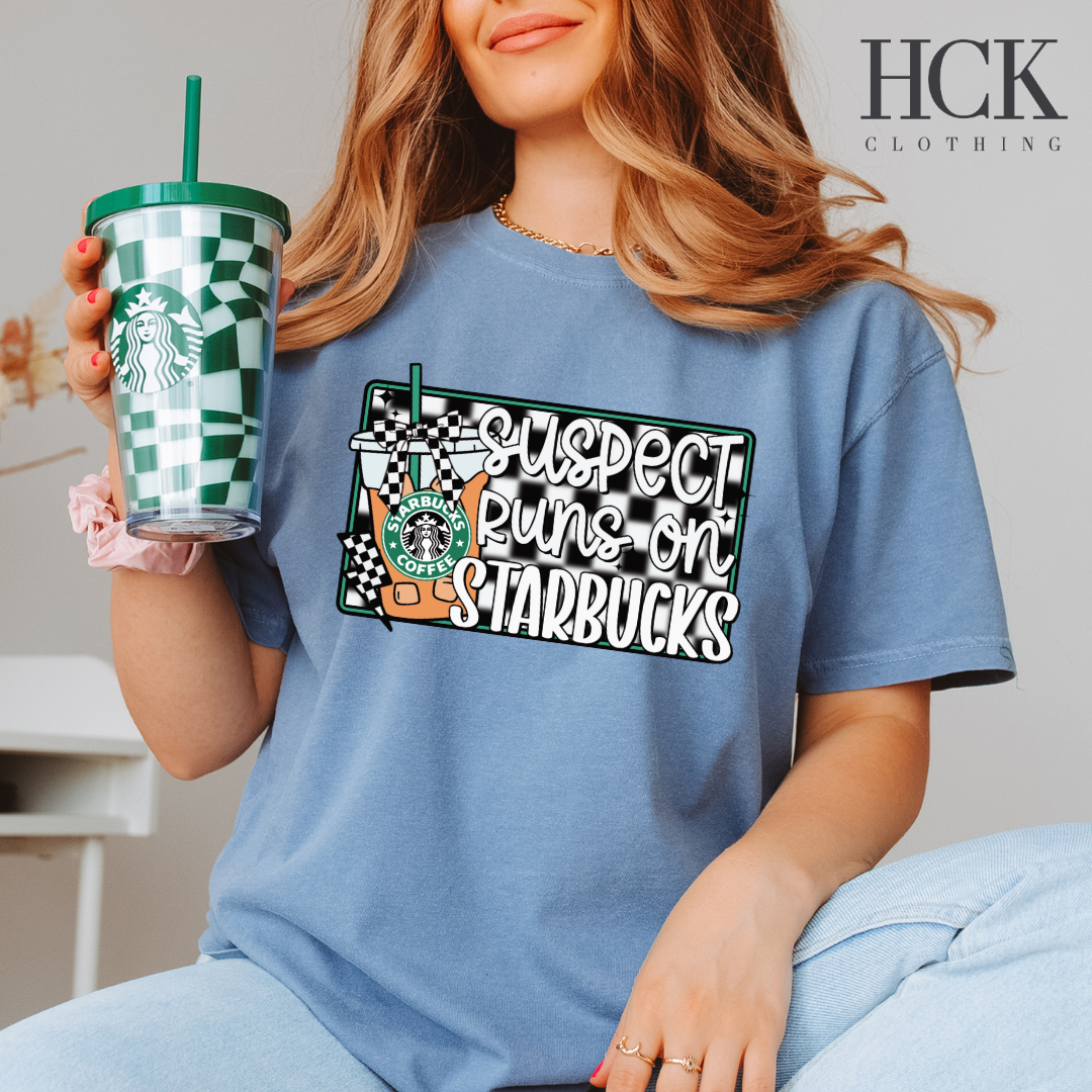 Suspect Runs on Starbucks T-Shirt- COLORS – Hill Country Kids